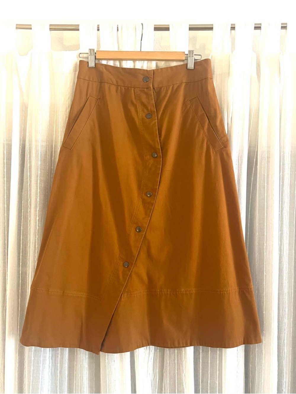 Rachel Comey Cognac A-Line Button-Front Skirt